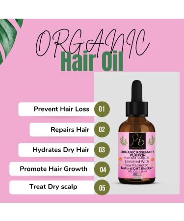 Organic Hair Growth Oil 4 fl oz - Rosemary & Saw Palmetto | Natural DHT Blocker Reduces Hair Loss Strengthens Roots | Unscented All Hair Types Unisex - Buy Online on GoSupps.com