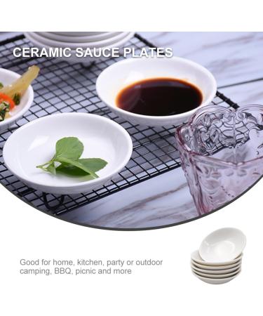 Zerodeko 6pcs Ceramic Saucer Sauce Storage Container Snack Bowl Japanese Soy Sauce 5inch Round Plate Pinch Prep Bowls Ketchup Seasoning Small Dipping Snack Plate Ceramics White re-usable - Buy Online on GoSupps.com