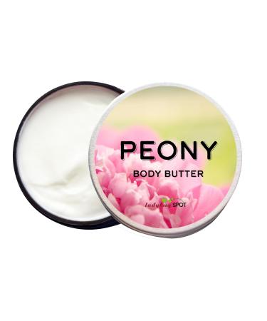 Peony Shea Body Butter | 2 oz Jar | 12% Shea Butter with Coconut Oil Hyaluronic Acid & Vitamins B5 & E | Non-Greasy Fast Absorbing Moisturizer