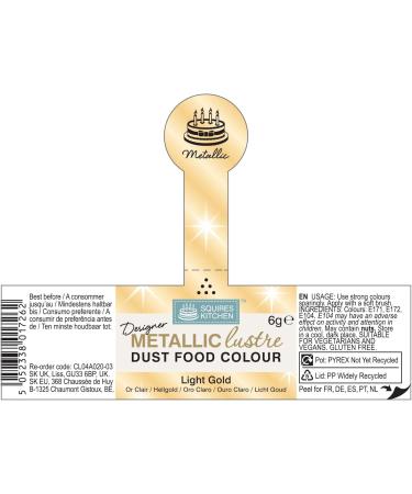 Squires Kitchen Metallic Lustre Dust Light Gold 6g - Premium Quality for Cake Decoration - Buy Online on GoSupps.com