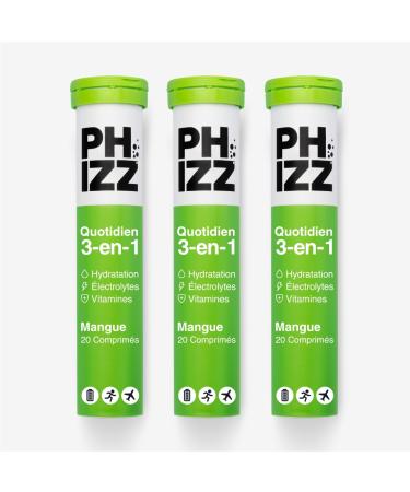 Phizz Electrolytes Multivitamins & Hydration Tablets - 60 Effervescent Rehydration Tablets - 18 Vitamins & Minerals Vitamin C Vegan Vegetarian & Low Calorie (Mango)