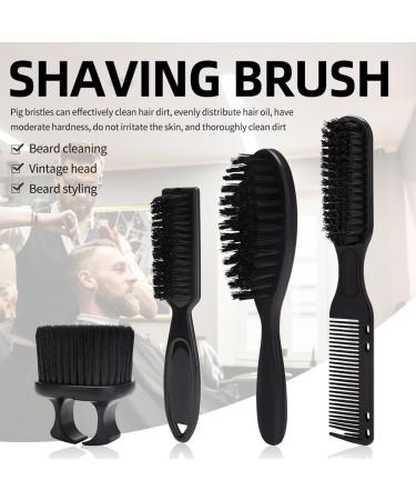 QUR 4 PCS Black Shaving Brush Set - Luxurious Professional Barber Tools for Men | International Shipping - Buy Online on GoSupps.com