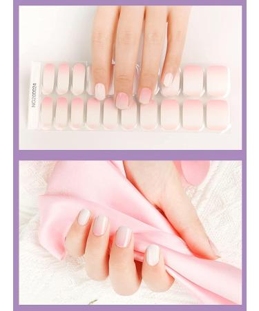 Kalolary 20PCS Solid Color Gel Nail Polish Strips | Self-Adhesive Wraps with Nail File | Gradient Rosa - Buy Online on GoSupps.com
