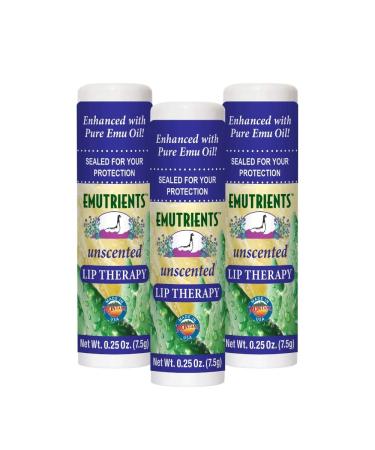 Montana Emu Ranch - Lip Therapy Lip Balm - 0.25 Ounce - Unscented - 3 Pack - Made with Pure Emu Oil