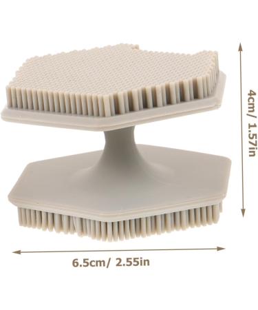 POPETPOP double head silicone facial scrubber Silica gel cleansing brush Scrubber facial exfoliator face brush washbasin face wash brush cleaning brush Scrub 6.50X6.50X4.00CM Grey - Buy Online on GoSupps.com
