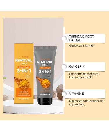 Cr me pilatoire au curcuma pour femmes et hommes avec vitamine C E pilatoire doux pour le visage intime bikini aisselles bras jambes apaisante pilateur complet du corps (2Pcs) - Buy Online on GoSupps.com
