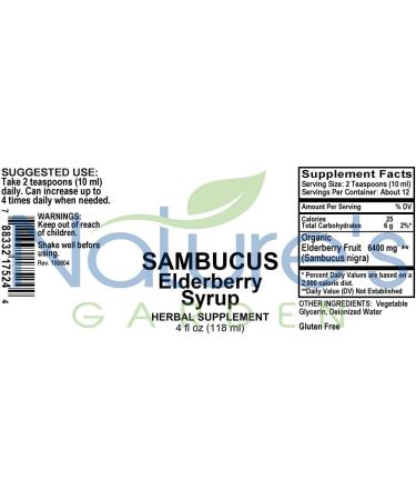 Nature's Garden - Sambucus Elderberry Syrup - 4 oz Liquid Herbal Formula - Buy Online on GoSupps.com