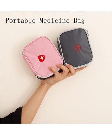 Portable Small First Aid Bag - Mini Travel Medicine Pouch with Double Zippers (Gray) - Buy Online on GoSupps.com