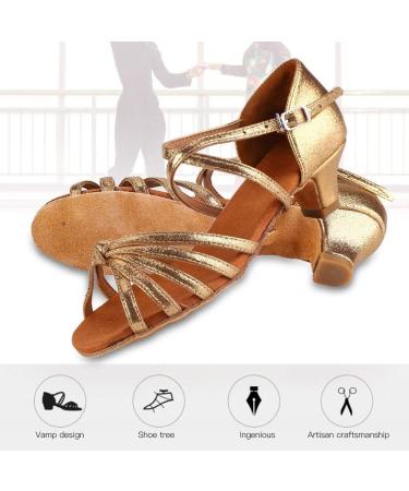 Comfortable Gold Latino Dance Shoes for Girls - PU Soft 4cm Heel Size 35 EU | International Shipping Available - Buy Online on GoSupps.com