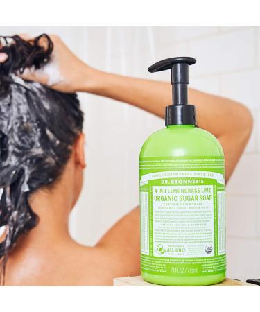 Dr. Bronner's Organic Lemongrass Sugar Soap - 24oz - 4-in-1 Uses - Vegan Formula for Hands, Body, Face, and Hair - Buy Online on GoSupps.com
