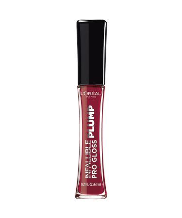L'Or al Paris Infallible Pro Gloss Plump Lip Gloss with Hyaluronic Acid  Long Lasting Plumping Shine  Lips Look Instantly Fuller and More Plump  Ruby Sheen  0.21 fl. oz. 1 Count 0.21 Fl Oz (Pack of 1) 611 Ruby Sheen