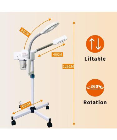 Oshhni Stand Facial Steamer Mist Face Steamer with 5x LED Magnifying Lamp 2 in 1 Steamer for SPA Salon - Buy Online on GoSupps.com