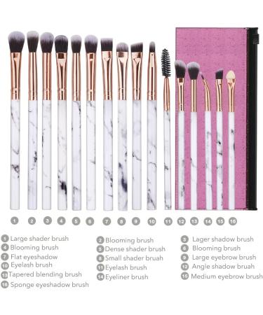 DUAIU 16Pcs Eye Makeup Brushes Set - Premium Synthetic Eyeshadow, Eyebrow, and Eyeliner Blending Brushes with Marble Handles and Pink Cosmetic Bag - Buy Online on GoSupps.com