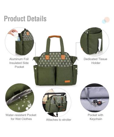 Buy Lekebaby Baby Diaper Bag Messenger - Large Travel Bag with Changing Mat in Green | Shop Internationally - Buy Online on GoSupps.com