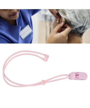BTE Hearing Aids Clip Rope Silicone Elastic AntiLoss Security Lanyard for Children Cord Hearing Protection Rope for Seniors Adults Kid Sound (Pink)