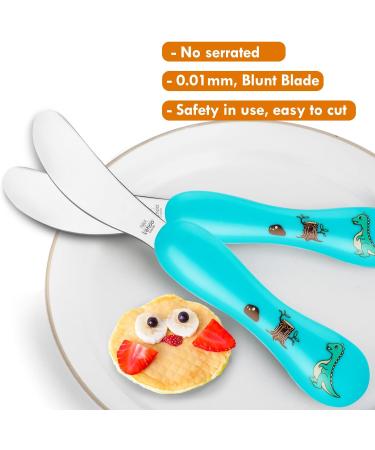 Lehoo Castle Toddler Cutlery Set - 6 PCS Kids Cutlery with Dinosaur Design - Children's Forks, Knives, Spoons - Toddler Knife and Fork Set in Orange - Buy Online on GoSupps.com