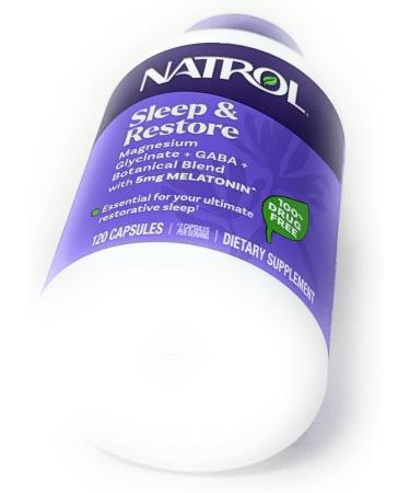 Natrol Sleep & Restore Capsules 120 Count Melatonin 5mg with GABA Magnesium & Vitamin B6 Vegetarian Non-GMO Essential for Your Ultimate Restorative Sleep Melatonin-Free 60 Day Supply - Buy Online on GoSupps.com