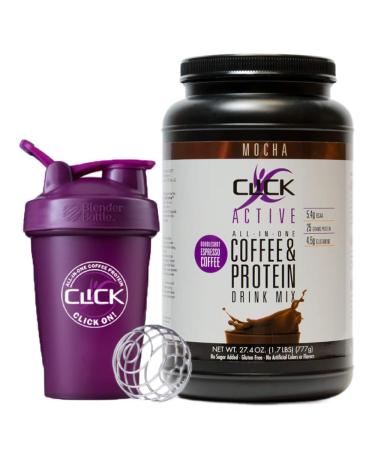 CLICK Coffee Protein Shaker Cup - 20oz with Wire Whisk Ball - Buy Online on GoSupps.com