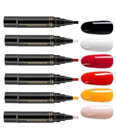 G n rique Gel Nail Polish Pen | 6 Colors | Quick Drying | UV Free | For Professional Manicures | Precise Application | 6 Marker Set | Long Lasting