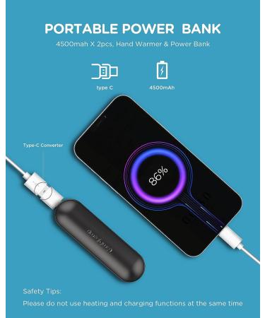 Comfytemp Hand Warmer, Rechargeable Hand Warmer 9000mAh/5200mAh/4500mAh, 3 Level Adjustable, 360 Emit Heat, Camping & Outdoor & Winter & Therapy Black 4500mAh 2 Packs - Buy Online on GoSupps.com