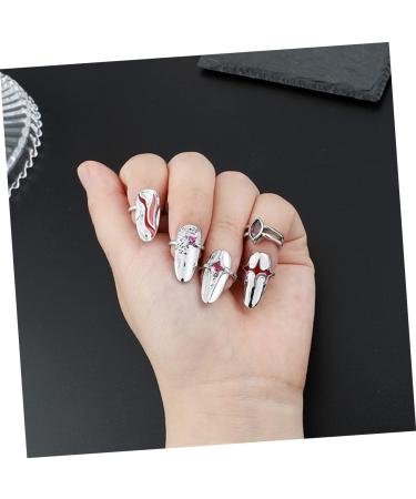 Amosfun 3 Sets Nail Ring Finger Tip Women Ring Ring for Women Rings for Women Jewels for Nails Nail Decor Women's Band Rings Women s Suits Red Decor Zinc Alloy Miss Girl Jewelry White - Buy Online on GoSupps.com