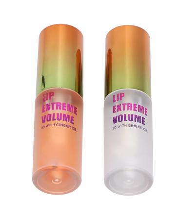 2PCS Day & Night Lip Plumping Oil Set - Moisturizing Ginger + Mint Lip Serum & Gloss for Fuller Lips - Buy Online on GoSupps.com