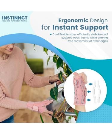 INSTINNCT Wrist Thumb Support Brace - Fully Adjustable for Men & Women - Coral Rose - One Size - Buy Online on GoSupps.com