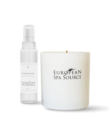 European Spa Source Lavender Bliss Bundle: Lavender + Eucalyptus ShowerSpa Mist & French Lavender Candle 4 Fl Oz