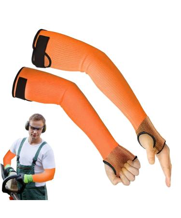 LearnLyrics Safety Guards for Arms Cut Resistant Arm Guards for Gardening Agriculture Welding Comfortable Lightweight Fabric with Thumb Hole Flexible Skin Protective Covers for Elderly and Fluorescent Orange