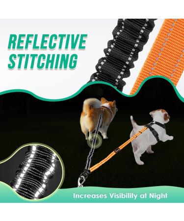 SlowTon Double Dog Leash Coupler No Tangle 360 Swivel Dual Leashes for Walking 2 Dogs Adjustable Length Reflective Splitter Leash for Training Small Dogs (Black&Orange) For Small Dogs B-black&orange - Buy Online on GoSupps.com