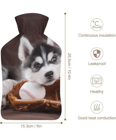 Baseball Husky Hot Water Bottle with Plush Cover - Cozy Hand Warmer for Adults & Kids | 26.5x15.3cm - International Shipping - Buy Online on GoSupps.com