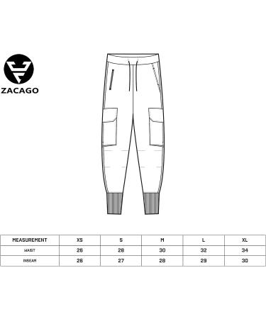 ZACAGO Men's Lightweight Cargo High Rib Jogger Slim Fit Pants - Large Black - Buy Online on GoSupps.com