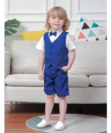 Boys Gentleman Suit Set | Shirt, Bowtie, Waistcoat & Shorts | Royal Blue | Size 2-3 Years - Buy Online on GoSupps.com