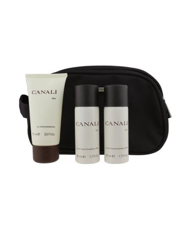 Canali for Men Gift Set - 3.4 oz EDT Spray + 2.5 oz Shower Gel + Deluxe Pouch