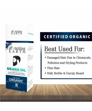 AMAzing Earth Beard Oil for Men | Organic Hair Growth Non-Sticky Vegan - 30ml - Buy Online on GoSupps.com
