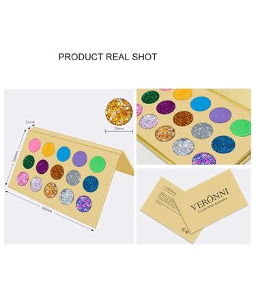 VERONNI Glitter Eyeshadow Palette - 15 Colors Matte Shimmer Glitter | High Pigment Eye Shadow Palette for Stage & Halloween Makeup - Buy Online on GoSupps.com