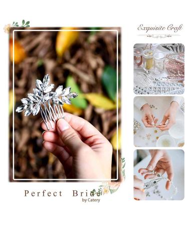 Catery Crystal Bride Wedding Hair Comb with Rhinestone - Silver Bridal Side Combs for Women - Buy Online on GoSupps.com