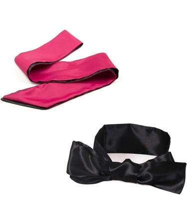 Satin Sleeping Eye Mask 2 Pack - Soft Silk Blindfold for Sleeping Games (Black Red and Black) - Buy Online on GoSupps.com
