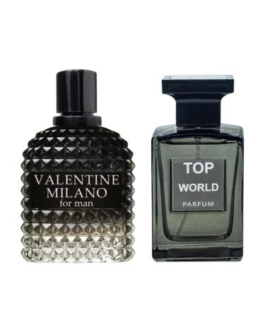 Valentine Milano for Men (EDP) & Top World Parfum Cologne For Men (EDP) Fragrance for Men 3.4 Fl Oz Each (Pack of 2) Amber Wood - Buy Online on GoSupps.com