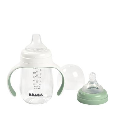BEABA 2-in-1 Baby Bottle to Training Sippy Cup 7 oz (Sage) - Spill Proof, Baby Bottle Nipple and Soft Silicone Sippy Spout for Toddlers - Buy Online on GoSupps.com