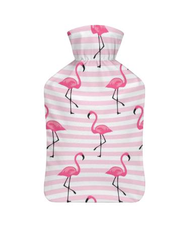 Pink Flamingo Hot Water Bottle With Cover Plush Bed Bottle Hand Warmer For Adults And Children 26.5X15.3cm