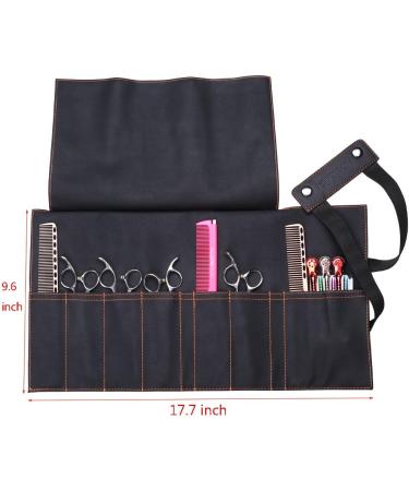 Salon Hair Tools Bag - Barber Scissors Pouch | Roll-Up Organizer in Black Fabric - Buy Online on GoSupps.com