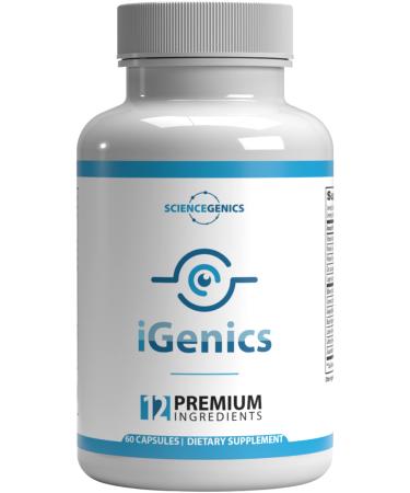 iGenics Premium Eye Vitamins with AREDs 2+ Formula with 12 Natural, Vegan Ingredients, Non-GMO Mineral Supplements for Strained Vision & Dry Eyes with No Fillers