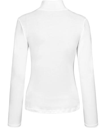 KLOTHO Women's Slim Fitted Mock Turtleneck Top - Long Sleeve Lightweight Base Layer Shirt | A-White, Medium - Buy Online on GoSupps.com