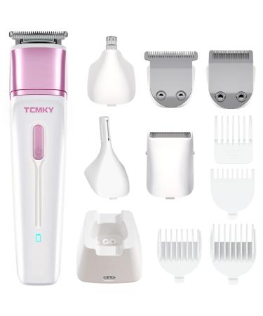 TCMKY Hair Trimmer for Women, Waterproof Bikini Trimmer, Rechargeable Pubic Hair Clippers and Trimmer, Groin Hair Trimmer Electric Shaver for Women, Women Electric Razor,Barber Grooming Set Pink