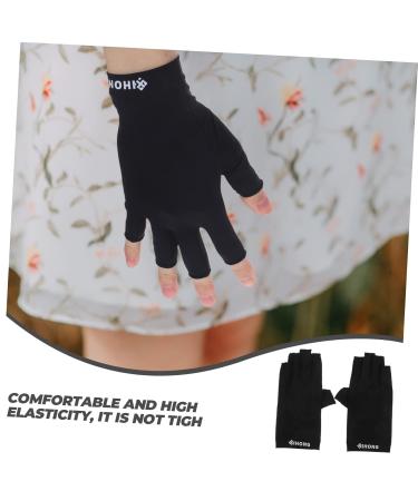 Sosoport 1 Pair touch screen mittens summer beach Dryer fingerless Miss gloves touchscreen gloves UV hand protection gloves for nails fabric protection UV gloves for gel nails 19.5x8cm Black - Buy Online on GoSupps.com