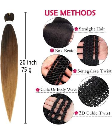 Pre-stretched Braiding Hair Easy Braid 6 Packs Professional Synthetic Fiber Crochet EZ Braids Yaki Texture Braiding Hair Extensions(1B/30/27 20 inch) 20 Inch (Pack of 6) T1B/30/27 - Buy Online on GoSupps.com