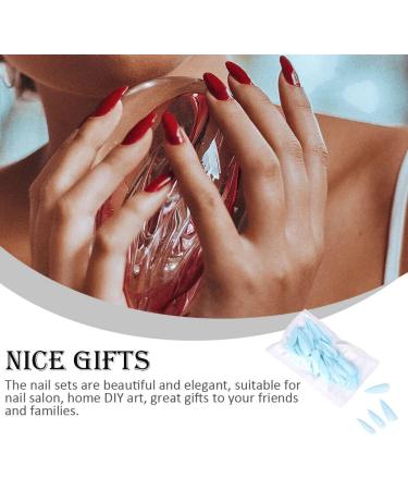 dijiusidy 1 Set Press on Nails Almond Fingernails Stick Solid Color Full Cover Art Decals Salon Supplies DIY Decorations No.11 ice lake blue - Buy Online on GoSupps.com