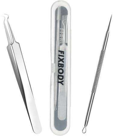 FIXBODY Stainless Steel Blackhead and Splinter Remover Tools Kit - Professional Treatment for Pimples, Whiteheads, Acne, and Ingrown Hairs - Buy Online on GoSupps.com