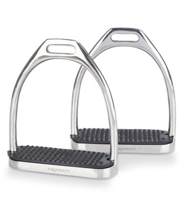Equinate Stirrups Luna 10cm stainless steel - With anti-slip rubber tread - For adults and children - 2 pieces